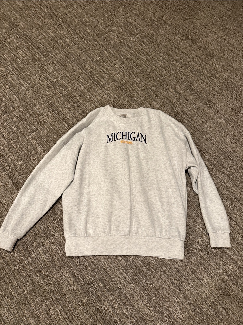 Michigan Embroidered Crew Sweatshirt - Light Gray